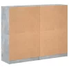 Betonszürke szerelt fa könyvespolc ajtókkal 136 x 37 x 109 cm
