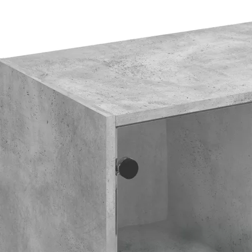 Betonszürke szerelt fa könyvespolc ajtókkal 136 x 37 x 109 cm