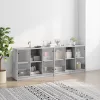 Betonszürke szerelt fa könyvespolc ajtókkal 204x37x75 cm