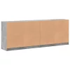 Betonszürke szerelt fa könyvespolc ajtókkal 204x37x75 cm