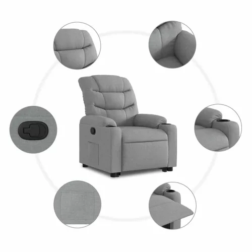 Világosszürke szövet felállást segítő dönthető fotel