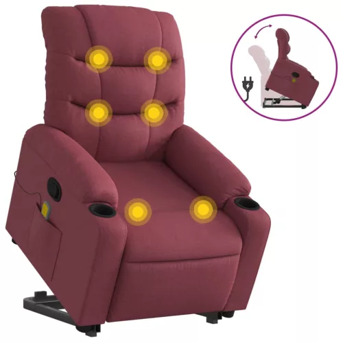 Bordó szövet dönthető masszázs- és állófotel