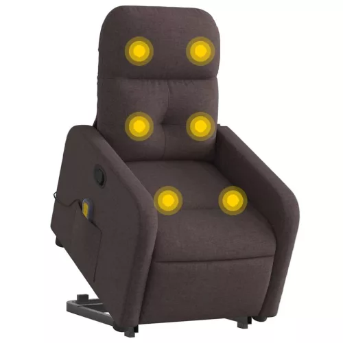 Sötétbarna szövet dönthető masszázs- és állófotel