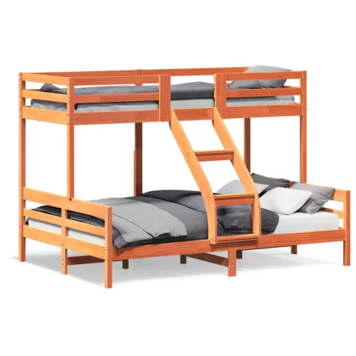 Viaszbarna tömör fenyőfa emeletes ágy 80 x 200/140 x 200 cm