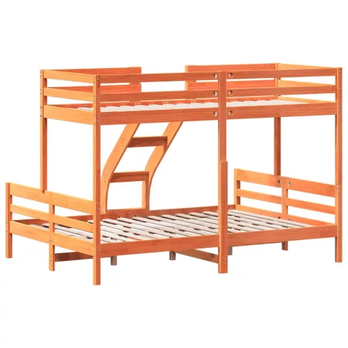 Viaszbarna tömör fenyőfa emeletes ágy 80 x 200/140 x 200 cm