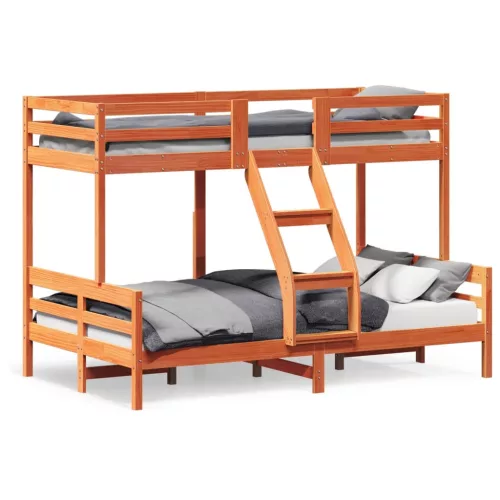 Viaszbarna tömör fenyőfa emeletes ágy 90 x 200/120 x 200 cm