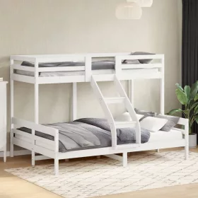 Fehér tömör fenyőfa emeletes ágy 90 x 200/140 x 200 cm
