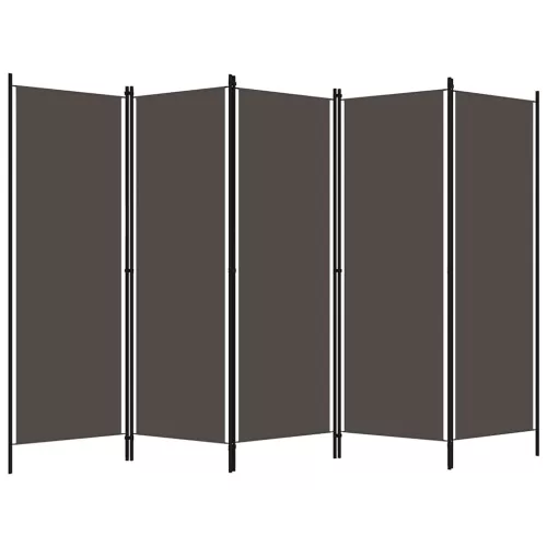 Antracitszürke 5 paneles paraván 250 x 180 cm