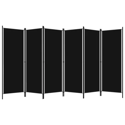 Fekete 6 paneles paraván 300 x 180 cm