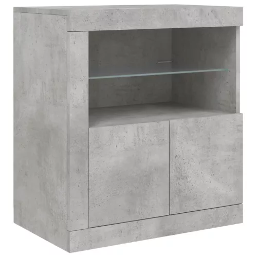 Betonszürke tálalószekrény LED-világítással 162 x 37 x 67 cm
