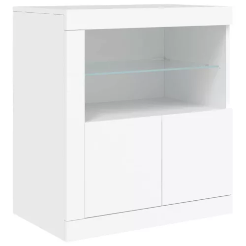 Fehér tálalószekrény LED-világítással 181,5x37x67 cm