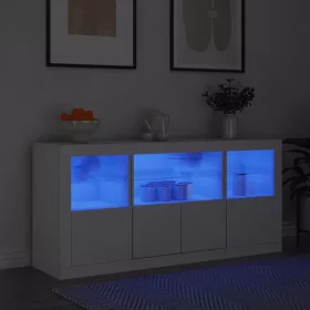  Fehér tálalószekrény LED-világítással 142,5 x 37 x 67 cm