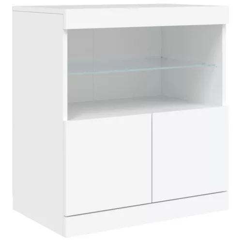 Fehér tálalószekrény LED-világítással 142,5 x 37 x 67 cm