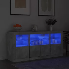   Betonszürke tálalószekrény LED-világítással 142,5 x 37 x 67 cm