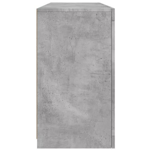 Betonszürke tálalószekrény LED-világítással 142,5 x 37 x 67 cm