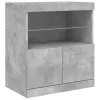 Betonszürke tálalószekrény LED-világítással 142,5 x 37 x 67 cm