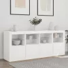 Fehér tálalószekrény LED-világítással 163 x 37 x 67 cm