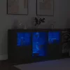Fekete tálalószekrény LED-világítással 123 x 37 x 67 cm