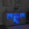 Betonszürke tálalószekrény LED-világítással 123 x 37 x 67 cm