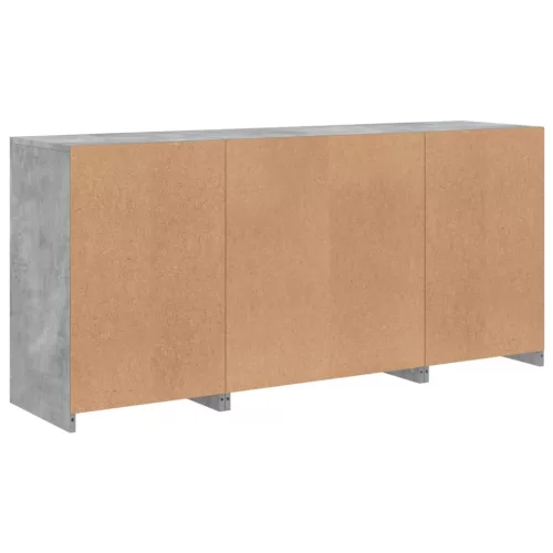 Betonszürke tálalószekrény LED-világítással 142,5 x 37 x 67 cm