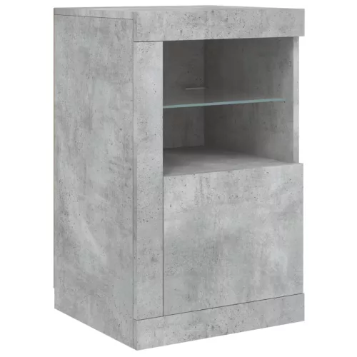 Betonszürke tálalószekrény LED-világítással 142,5 x 37 x 67 cm