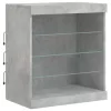 Betonszürke tálalószekrény LED-világítással 142,5 x 37 x 67 cm