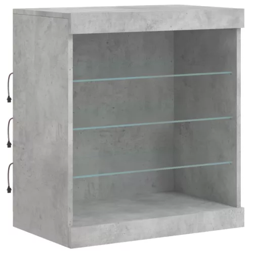 Betonszürke tálalószekrény LED-világítással 142,5 x 37 x 67 cm