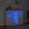 3 db fehér szerelt fa tálalószekrény LED-ekkel