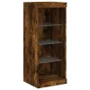3 db füstös tölgy színű szerelt fa tálalószekrény LED-ekkel