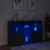 Fekete tálalószekrény LED-világítással 162 x 37 x 100 cm