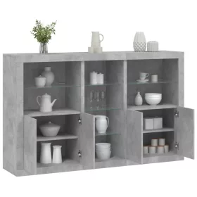   Betonszürke tálalószekrény LED-világítással 162 x 37 x 100 cm
