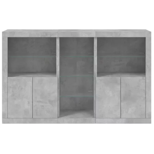 Betonszürke tálalószekrény LED-világítással 162 x 37 x 100 cm