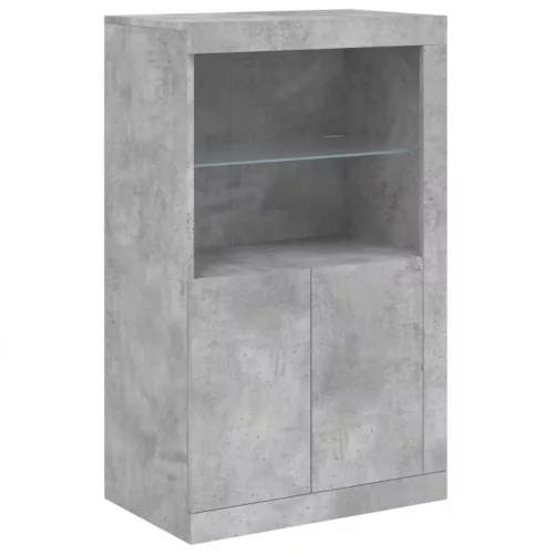 Betonszürke tálalószekrény LED-világítással 162 x 37 x 100 cm