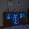 Füstös tölgy színű tálalószekrény LED-ekkel 181,5 x 37 x 100 cm