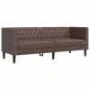 3 részes barna műbőr Chesterfield kanapégarnitúra