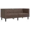 3 részes barna műbőr Chesterfield kanapégarnitúra