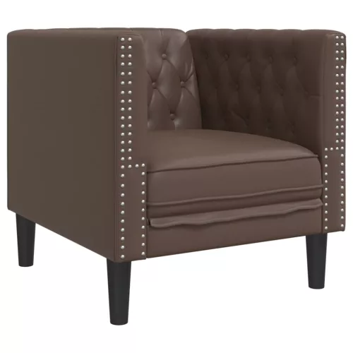3 részes barna műbőr Chesterfield kanapégarnitúra