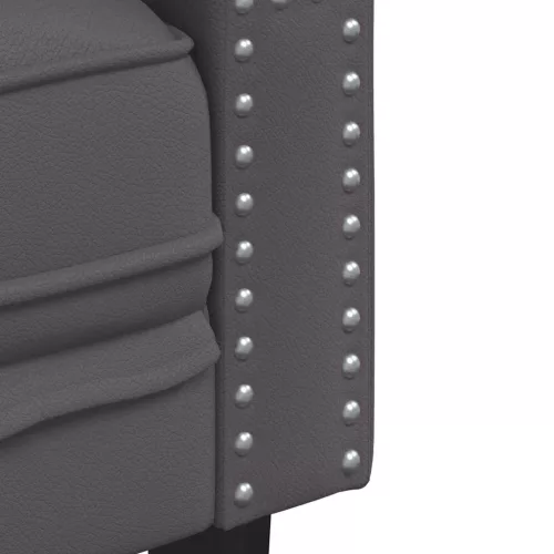 3 részes szürke műbőr Chesterfield kanapégarnitúra