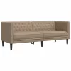 3 részes kávészínű műbőr Chesterfield kanapégarnitúra