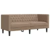 3 részes kávészínű műbőr Chesterfield kanapégarnitúra