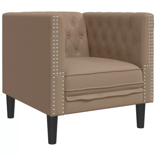 3 részes kávészínű műbőr Chesterfield kanapégarnitúra
