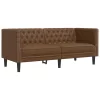 3 részes barna művelúr Chesterfield kanapégarnitúra