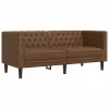 2 részes barna művelúr Chesterfield kanapégarnitúra