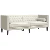 3 részes krémszínű bársony Chesterfield kanapészett párnákkal