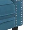 3 részes kék bársony Chesterfield kanapészett hengerpárnákkal