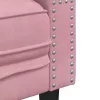2 részes rózsaszín bársony Chesterfield kanapészett párnákkal
