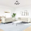 2 részes krémszínű bársony Chesterfield kanapészett párnákkal