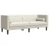 2 részes krémszínű bársony Chesterfield kanapészett párnákkal