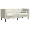 2 részes krémszínű bársony Chesterfield kanapészett párnákkal