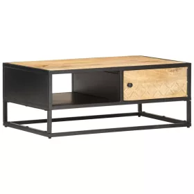   Nyers mangófa dohányzóasztal faragott ajtóval 90 x 55 x 36 cm